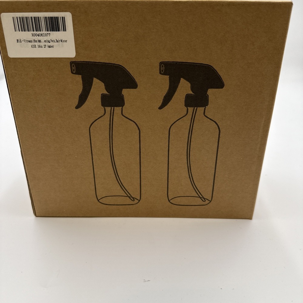 16 oz 2 Pack Amber‎ Glass Spray Bottles, Refillable Empty Dark Glass Labels